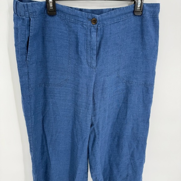 J Jill Womens Love Linen Pants Size Large Petite Blue Flat Front Pockets - Picture 4 of 8